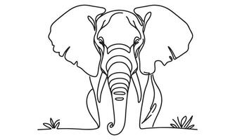An elephant is standing in the grass coloring page vector