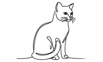 A cat is sitting in a line drawing vector