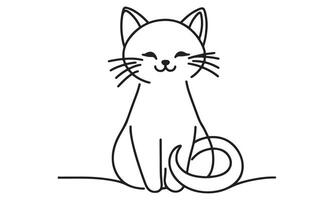 A cat is sitting in a line drawing vector