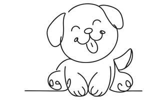 A cartoon dog sitting on the floor with its tongue out vector