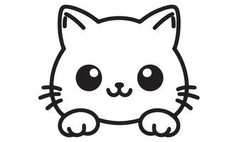A black and white drawing of a cat vector