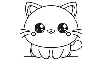 Kawaii cat coloring pages vector