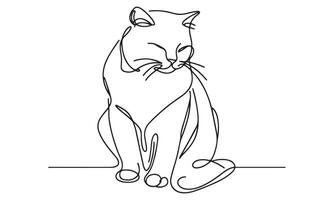 Continuous line drawing of a cat vector