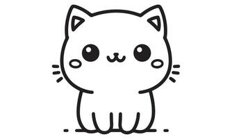 A black and white drawing of a cat vector