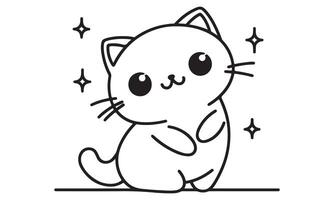A black and white drawing of a cat with stars vector