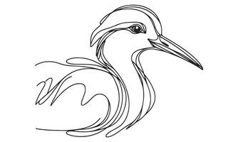 A drawing of a bird with long beak vector