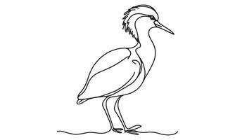 A drawing of a heron standing on the beach vector