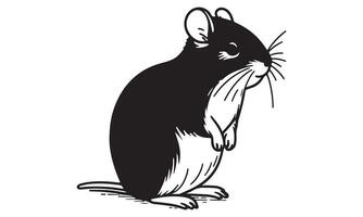 A black and white drawing of a mouse vector
