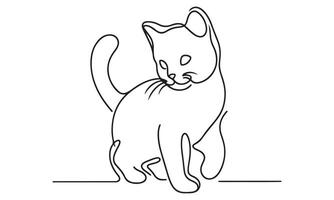Continuous line drawing of a cat vector