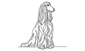 A drawing of a dog with long hair vector