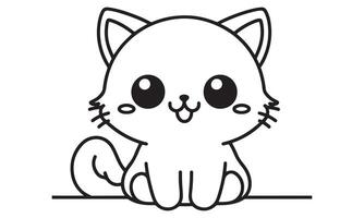 Kawaii kitty coloring pages vector