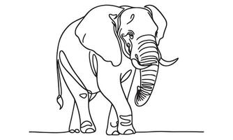 An elephant is standing in a line drawing vector