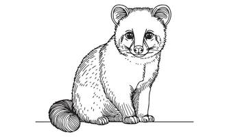 A drawing of a raccoon sitting on the ground vector