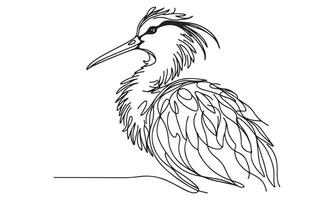 A drawing of a heron with long beak vector