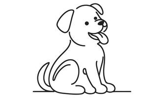 A dog is sitting on the ground coloring page vector