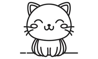 A black and white drawing of a cat vector