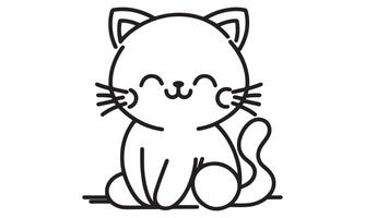 A black and white drawing of a cat vector