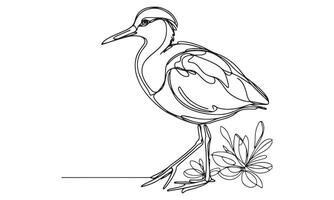 A drawing of a bird with long legs vector