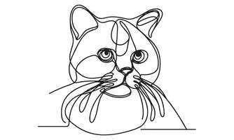 Continuous line drawing of a cat vector