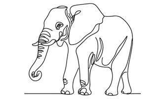 An elephant is standing in a line drawing vector