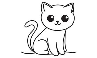 A black and white drawing of a cat vector