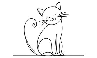 A cat is sitting on the floor in a line drawing vector