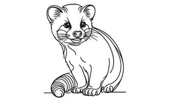 A black and white drawing of a raccoon vector