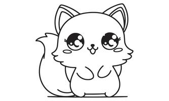 A cute little cat with big eyes and a white background vector