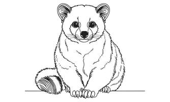 A drawing of a small animal sitting on the ground vector