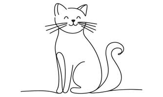 A cat is sitting in a line drawing vector