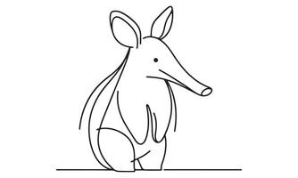 A drawing of an armadillo with a long tail vector