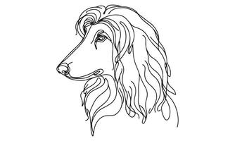A dog with long hair is drawn in a line vector