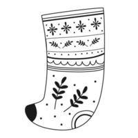 Doodle christmas sock.Decorative Swedish element for Christmas, New Year design. Hand-drawn illustration isolated on transparent background. illustration EPS10 vector