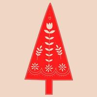 Doodle Christmas tree.Decorative Swedish element for Christmas, New Year design. Hand-drawn illustration isolated on beige background. illustration EPS10 vector