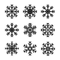 Snowflakes thin line icons set.Frozen sign.Decorative element for Christmas and New Year holiday.Transparent background.Simple black line snow icons. illustration EPS 10 vector