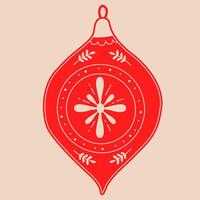 Doodle Christmas ball.Decorative Swedish element for Christmas, New Year design. Hand-drawn illustration isolated on beige background. illustration EPS10 vector
