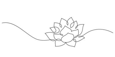 lotus flower blooming minimalist art one line drawing continuous vector