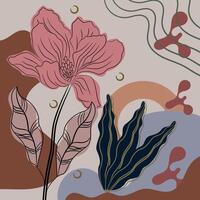 Minimalist Floral Art with Abstract Elements vector