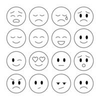 Set of the line emoticons with different negative, neutral and positive emotions. Perfect for mental health app or blog vector