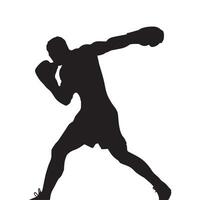 Silhouette of a boxer with boxing gloves vector