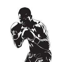 The Boxer's Stance A powerful silhouette of a determined boxer in fighting stance ready for the challenge showcasing strength and resilience vector