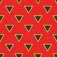 Seamless pattern of black triangles with simple yellow outline on red background vector
