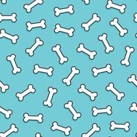 seamless pattern of collection of outline style white bones scattered on a blue background vector