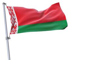 a flag is waving in the wind of Belarus on a white background photo