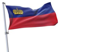 a flag is waving in the wind of Liechtenstein on a white background photo
