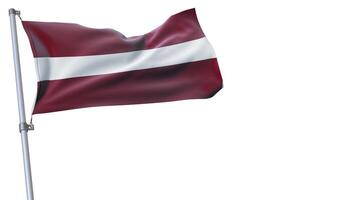 a flag is waving in the wind of Latvia on a white background photo