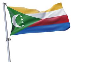 a flag is waving in the wind of Comoros on a white background photo