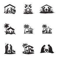 Collection of Nativity Silhouette Design - Nativity scene illustration vector