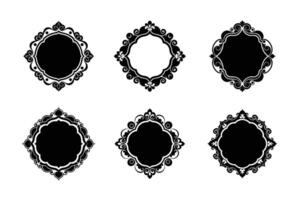A collection of simple ornate frame shape silhouette vector