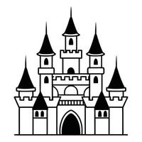A castle with a tower and turrets on a white background vector